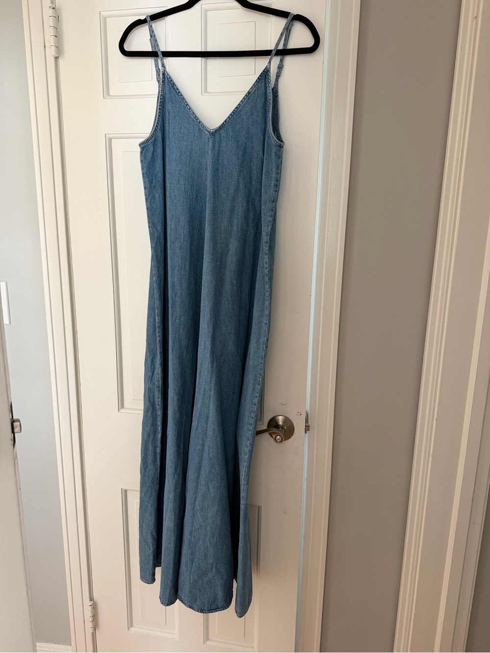 Zara Light Blue Denim Spaghetti-Strap Maxi Dress USA small - Picture 5 of 5